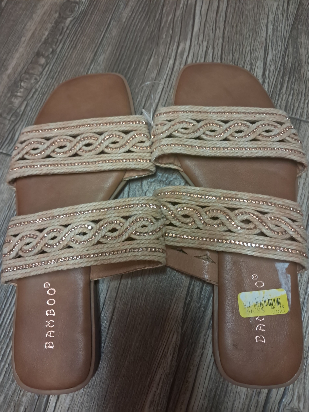 Bamboo Beige Braided Slide Sandals